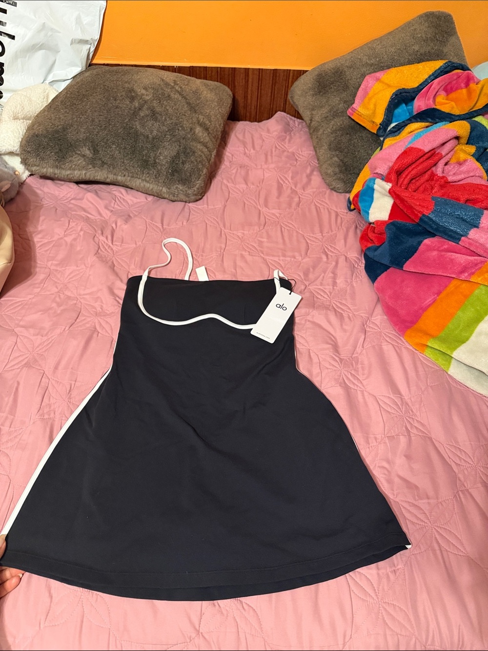 ALO Yoga Black Mini Dress with White Trim